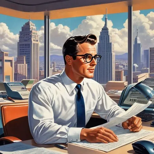 secretarial,modern office,madmen,businessman,rodenstock,man with a computer,office worker,retro 1950's clip art,salaryman,futurists,financial advisor,stock broker,telecommutes,telecommuters,newsman,administrator,superlawyer,businesspeople,secretariate,telecommuting,Illustration,Retro,Retro 12