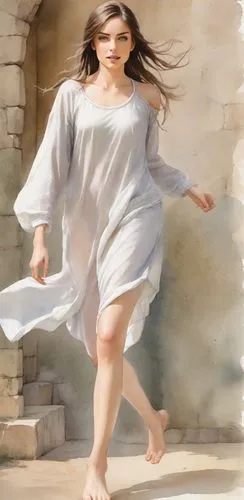 woman walking,rotoscoping,bouguereau,eurythmy,pheidippides,gracefulness,Digital Art,Watercolor