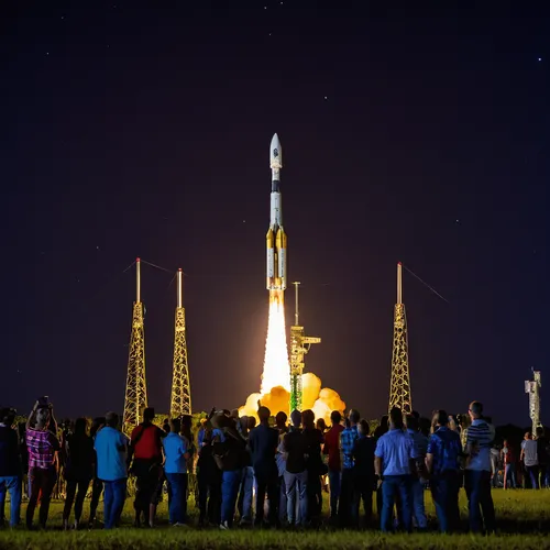 People take photos as an Ariane 5 space rocket with a payload of four Galileo satellites lifts off from ESA's European Spaceport in Kourou, French Guiana, on November 17, 2016. PHOTO: AFP,rocket launc