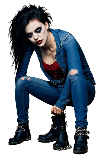 goth woman,punk,rocker,punk design,goth,harley,goth subculture,grunge,goths,goth like,rag doll,gothic woman,jeans background,lady rocks,emo,cross legged,vampire woman,edit icon,goth festival,png transparent,Illustration,Realistic Fantasy,Realistic Fantasy 09