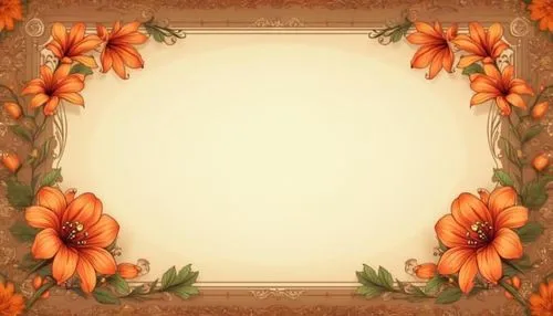 an orange frame with flowers on it,floral silhouette frame,flower border frame,flower frame,flowers frame,floral frame,frame flora