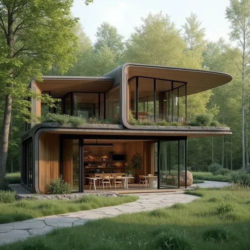 mid century house,forest house,house in the forest,dunes house,greenhut,modern house,Photography,General,Realistic