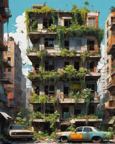 apartment block,apartment building,urban landscape,hanoi,apartment complex,an apartment,apartment house,apartment blocks,balcony garden,apartments,suburb,urban,apartment-blocks,slum,urbanization,urban design,balconies,terraces,overgrown,spring garden,Conceptual Art,Oil color,Oil Color 07