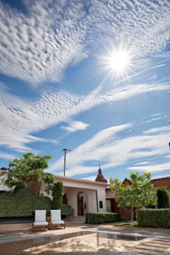 spanish missions in california,mackerel sky,bendemeer estates,hacienda,roof landscape,cirrocumulus,san pedro de atacama,termales balneario santa rosa,landscape designers sydney,alentejo,southern wine route,rafeiro do alentejo,stellenbosch,blue sky and white clouds,vipassana,villas,cloud formation,holiday villa,convent,landscape design sydney