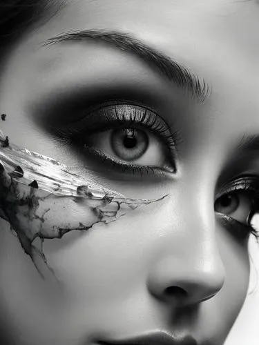 painted lady,rankin,eyes makeup,viveros,derivable,regard,Photography,Black and white photography,Black and White Photography 07