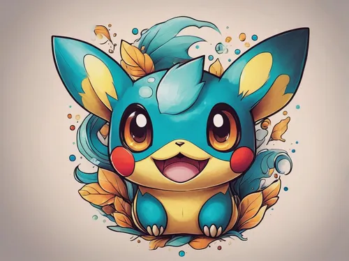 Create a cute and playful Pokemon tattoo design with a touch of whimsy.,pixaba,bulbasaur,pokemon,stitch,growth icon,pikachu,pokémon,navi,surface lure,cyan,hatch,cute cartoon character,edit icon,chu hu