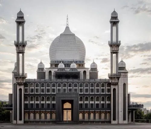 an architectural building in the middle of a street,masjid jamek mosque,grand mosque,big mosque,star mosque,city mosque,darussalam,islamic architectural,al nahyan grand mosque,masjids,masjid,house of 