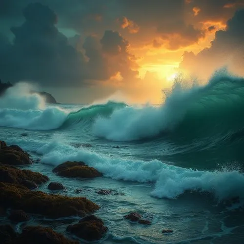 sea storm,stormy sea,seascape,ocean waves,tidal wave,seascapes,Illustration,Realistic Fantasy,Realistic Fantasy 29