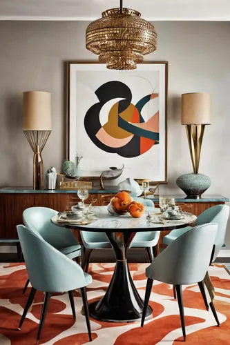 Mid Centry Modern Decorating Ideas Mid Century Modern Dining,mid century modern,dining room table,modern decor,contemporary decor,dining table,mid century,decorative art,teal and orange,decorative fan