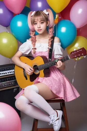 guitar,japanese idol,playing the guitar,pink balloons,music artist,artist doll,ukulele,musician,little girl with balloons,solo entertainer,rockabella,melody,concert guitar,sujeonggwa,photography studio,jokbal,piano,hanbok,painter doll,guitar player,Illustration,American Style,American Style 03