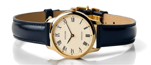 Fast clock, ticking sound, round face, Roman numerals, thin hands, metallic body, leather strap, golden buckle, shiny surface, slight reflection, close-up shot, dramatic lighting, shallow depth of fie