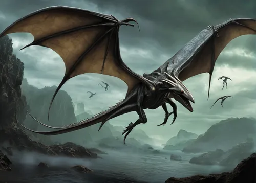 Write a scientific article exploring the evolutionary adaptations of the pterosaur's wingspan.,black dragon,dragon of earth,heroic fantasy,draconic,wyrm,dragon,dragons,painted dragon,pterodactyls,fant