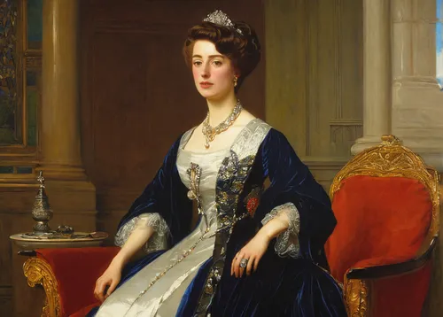 portrait of a woman,portrait of a girl,elizabeth ii,diademhäher,woman sitting,girl in a long dress,victorian lady,jane austen,woman holding a smartphone,franz winterhalter,young lady,queen anne,19th century,debutante,victoria,young woman,in seated position,la violetta,female portrait,almudena,Art,Classical Oil Painting,Classical Oil Painting 42