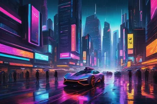 cyberpunk,cityscape,cybercity,3d car wallpaper,futuristic landscape,colorful city,autopia,neon arrows,futuristic,bladerunner,brum,urban,80's design,car wallpapers,neon,cyberscene,polara,tron,synth,shanghai,Illustration,Vector,Vector 03