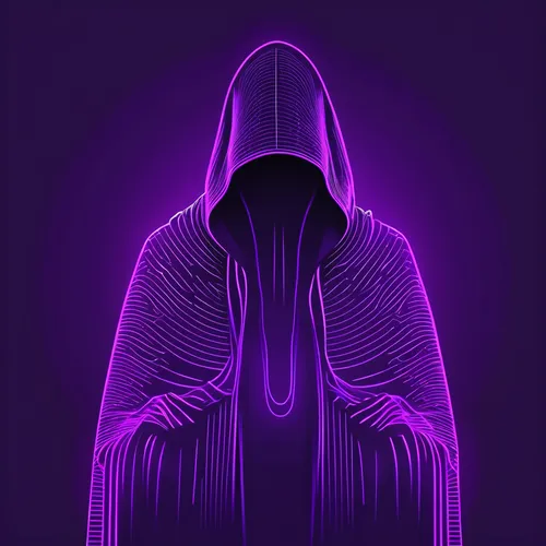 hooded man,purple background,uv,cloak,purple,ultraviolet,purpleabstract,hooded,hoodie,purple wallpaper,wall,twitch logo,crown chakra,libra,black light,vector image,balaclava,vector illustration,vector graphic,defense,Illustration,Black and White,Black and White 04