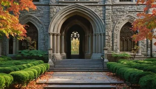 Cornell University, Ithaca, New York, United States, Sibley Hall, College of Architecture, Art and Planning, grand staircase, ornate columns, Romanesque Revival style, red brick exterior, ivy-covered 