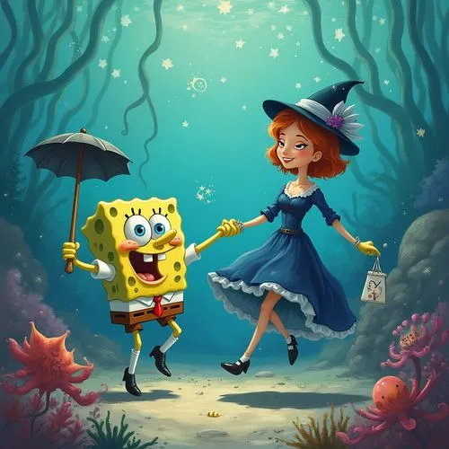 hillenburg,house of sponge bob,halloween illustration,under sea,squarepants,spongelike,under the sea,spongers,demosponges,sponge bob,magical adventure,fairytale characters,halloween background,halloween costumes,danse macabre,coraline,sponsons,halloween scene,pomponia,halloween wallpaper,Conceptual Art,Oil color,Oil Color 04