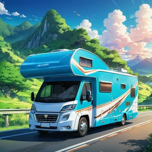 eurovan,motorhome,teardrop camper,hijet,tsumugi kotobuki k-on,campervan,Illustration,Japanese style,Japanese Style 03