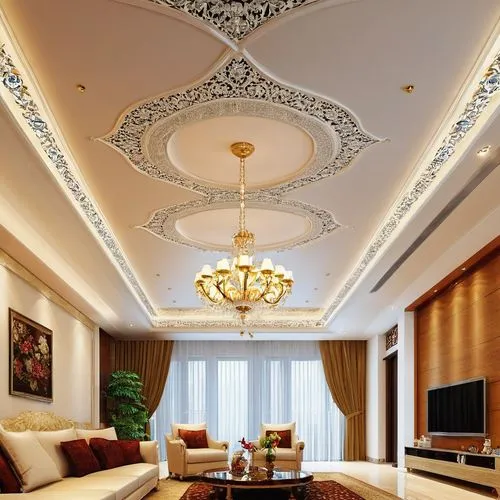 stucco ceiling,interior decoration,ceiling construction,ceiling light,luxury home interior,ceiling lighting,ornate room,ceiling lamp,interior decor,plafond,coffered,contemporary decor,ceiling ventilation,gold stucco frame,modern decor,interior design,structural plaster,velux,gold ornaments,vaulted ceiling,Photography,General,Realistic