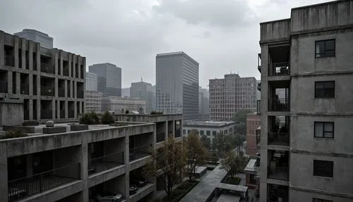 scampia,apartment blocks,apartment buildings,urban landscape,transbay,raincy,high rises,dreary,overcast,foggy bottom,highrises,hankou,azabu,gloomy,view from the roof,grey sky,barbican,shangai,kowloon city,psychiko