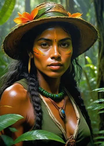 The Amazon, the world's largest rainforest, showcases incredible biodiversity and a unique ecosystem, making for a spectacular look at a female explorer.,amazonian,huaorani,amazonas,amazonica,yanomami