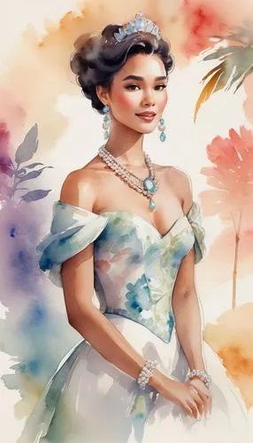 filipiniana,florante,pilipina,watercolor women accessory,encantadia,watercolor background,Illustration,Paper based,Paper Based 25