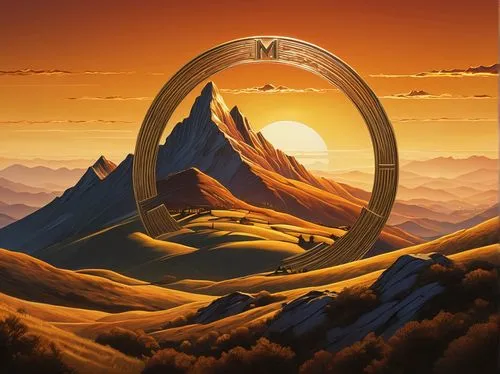 stargate,golden ring,mountain sunrise,mercedes benz car logo,mountain,fire mountain,myst,mongolia mnt,icon magnifying,mountain world,m badge,mountain station,molten,travel poster,m6,mammoth,mercedes logo,m5,panoramical,portal,Conceptual Art,Oil color,Oil Color 04