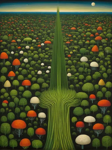 mushroom landscape,cosmos field,vegetables landscape,tree grove,mushroom island,green fields,poppy field,poppy fields,tulip field,green landscape,fruit fields,forest landscape,vegetable field,tulips field,green forest,crossroad,green meadow,landscape,flying seeds,cartoon forest,Art,Artistic Painting,Artistic Painting 02