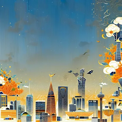 city skyline,panoramical,cityscape,background vector,mobile video game vector background,skyscrapers,fantasy city,colorful city,city cities,sky city,cities,metropolis,sci fiction illustration,french digital background,world digital painting,metropolises,financial world,background image,urbanization,wallpaper dubai