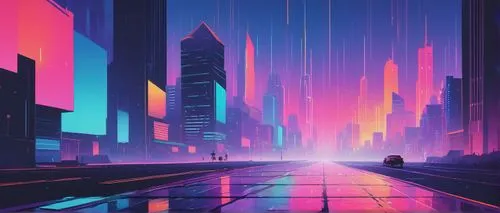 futuristic landscape,cyberpunk,cityscape,metropolis,colorful city,neon arrows,futuristic,tokyo city,80's design,tokyo,dusk,80s,vapor,shinjuku,fantasy city,cities,evening city,vast,city highway,abstract retro,Art,Classical Oil Painting,Classical Oil Painting 15