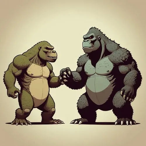 dinosaur line,evolution,prehistoric,size comparison,human evolution,reconstruction,anthropomorphized animals,great apes,workout icons,beasts,king kong,trolls,gorgonops,monsters,business icons,kong,sparring,fist bump,mammals,arguing,Illustration,Children,Children 04