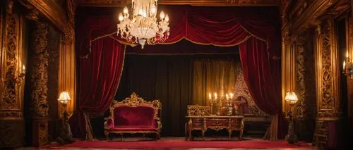 royal interior,the throne,victorian room,ornate room,rosenkavalier,throne,theater curtain,parlor,antechamber,theatre curtains,rococo,ritzau,belasco,tussaud,emporium,stage curtain,bedchamber,baccarat,the crown,parlour,Art,Classical Oil Painting,Classical Oil Painting 14