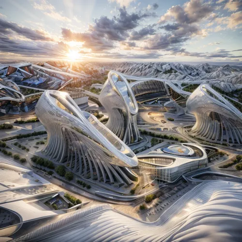 futuristic architecture,futuristic landscape,futuristic art museum,solar cell base,largest hotel in dubai,jewelry（architecture）,calatrava,united arab emirates,santiago calatrava,chinese architecture,honeycomb structure,jumeirah,roof domes,arhitecture,futuristic,sky space concept,modern architecture,asian architecture,urban development,qlizabeth olympic park