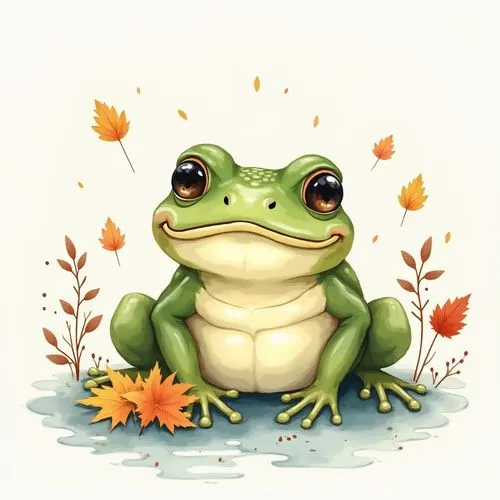 autumn icon,frog background,autumn background,pond frog,frogging,kawaii frog