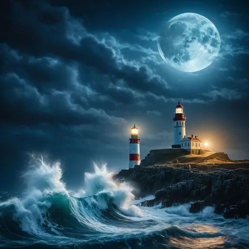 electric lighthouse,lighthouses,lighthouse,sea night,light house,phare,moonlit night,petit minou lighthouse,lightkeeper,fantasy picture,lightkeepers,moonscapes,lightships,light of night,dreamscapes,moon and star background,moonlit,moonlighted,moonlight,blue moon,Photography,General,Fantasy