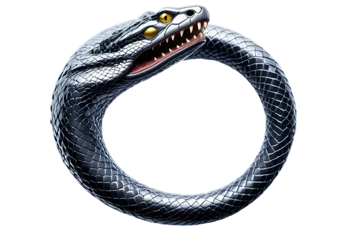 Coiled snake, viper head, sharp fangs, scaly skin, metallic silver body, 3D embossed logo, circular shape, bold font, centered composition, high contrast lighting, reflective surface, detailed texture