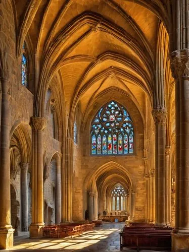 Romanesque, Gothic, church, cathedral, monastery, arches, columns, vaulted ceiling, ribbed vaults, stained glass windows, rose windows, flying buttresses, ornate carvings, sculptures, gargoyles, grote