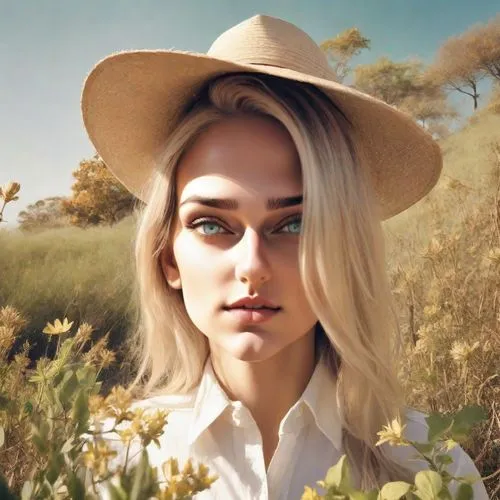 desert flower,wallis day,meadow,poppy,poppy seed,malibu,feist,wildflower,high sun hat,the blonde in the river,paloma,blonde woman,sombrero,sun hat,countrygirl,desert rose,cowboy hat,yellow sun hat,safari,straw hat,Photography,Analog