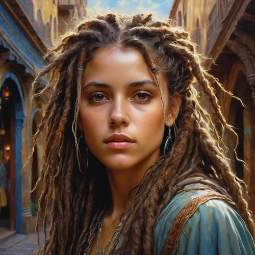 dreadlocks,fantasy portrait,dreads,mystical portrait of a girl,girl portrait,romantic portrait,girl in a historic way,oil painting on canvas,oil painting,willow,twists,young woman,fantasy art,portrait of a girl,woman of straw,dread,world digital painting,medusa,boho art,african american woman,Photography,Documentary Photography,Documentary Photography 37