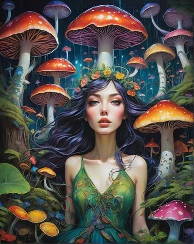 mushroom landscape,shrooms,mushrooms,psilocybin,psilocybe,faerie,agaric,dmt,fairy world,agarics,umbrella mushrooms,mushroom island,fantasy art,conocybe,fairie,muscaria,fantasy picture,mycena,faery,forest mushrooms,Illustration,Realistic Fantasy,Realistic Fantasy 45