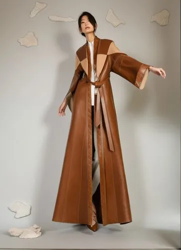 the woman in the long coat is posed for a po,tonghe,yohji,kawakubo,kunqu,vionnet,cassock,Illustration,Realistic Fantasy,Realistic Fantasy 10