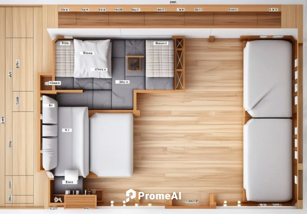 Flat photorealistic image, the floor is made of light wood flooring, and the furniture is an exhibition table and sofa.
,floorplan home,house floorplan,plumbing fitting,heat pumps,smart house,penthous