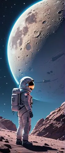 Lunar base, futuristic, sleek, metallic, neon-lit, curved lines, domed structures, astronaut, space suit, helmet, oxygen tank, backpack, moon surface, craters, rocks, low gravity, starry night sky, di