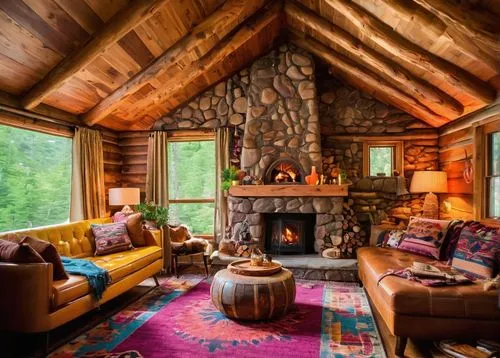 the cabin in the mountains,log cabin,log home,cabin,fire place,family room,lodge,great room,fireplace,sitting room,small cabin,livingroom,coziest,fireplaces,coziness,living room,chalet,rustic aesthetic,new england style house,cabins,Conceptual Art,Oil color,Oil Color 23