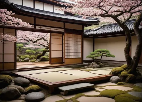 japanese-style room,ryokan,japanese zen garden,zen garden,japan garden,japanese garden ornament,japanese garden,teahouse,japanese floral background,tea ceremony,japanese art,dojo,teahouses,heian,ryokans,asian architecture,hanok,tatami,japon,chanoyu,Illustration,American Style,American Style 15