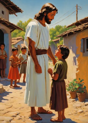 church painting,blessing of children,jesus child,sermon,the good shepherd,good shepherd,the father of the child,merciful father,holy family,palm sunday scripture,samaritan,pilgrims,father with child,christ child,son of god,disciples,bible pics,palm sunday,contemporary witnesses,benediction of god the father,Conceptual Art,Sci-Fi,Sci-Fi 14