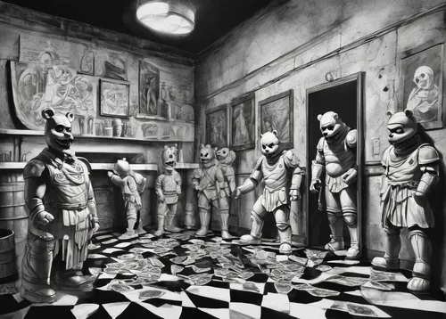 Describe a chilling discovery in the backstage area of Freddy Fazbear's Pizzeria.,chessboard,chess pieces,chess game,chess men,chess board,chessboards,chess,play chess,chess player,concentration camp,