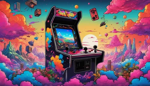 arcade game,arcade,video game arcade cabinet,pinball,trip computer,arcade games,80s,pac-man,retro background,computer game,80's design,computer games,atari,game illustration,abstract retro,tetris,retro,pacman,1980's,game art,Conceptual Art,Graffiti Art,Graffiti Art 05