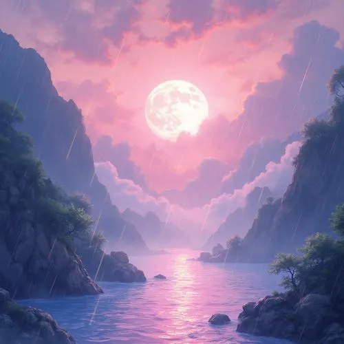 purple landscape,landscape background,fantasy landscape,purple moon,beautiful landscape,moonlit night,Photography,General,Realistic