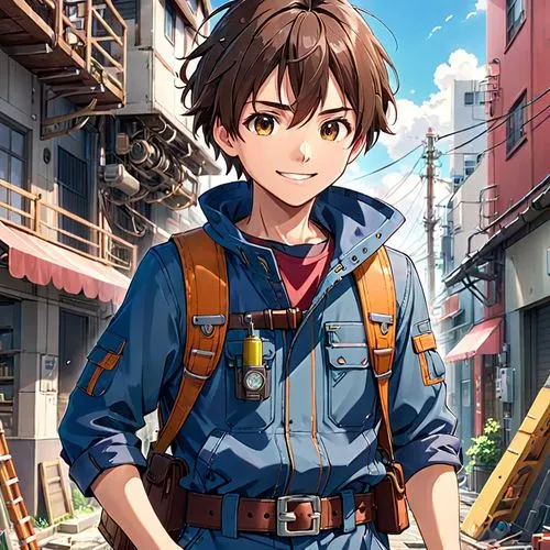 blue-collar worker,construction worker,engineer,coveralls,warehouseman,railroad engineer,tradesman,ironworker,contractor,gunkanjima,blue-collar,nikko,overalls,electrician,anime japanese clothing,mechanic,yuki nagato sos brigade,haruhi suzumiya sos brigade,builder,cg artwork,Anime,Anime,Realistic